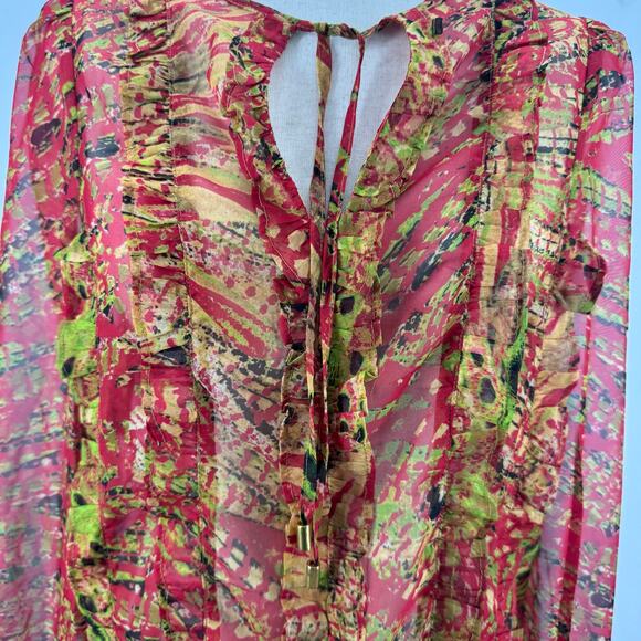 NWT Walter Baker Anthropologie Sheer Long Sleeve Top Blouse Casual Artsy Boho M - Picture 3 of 8